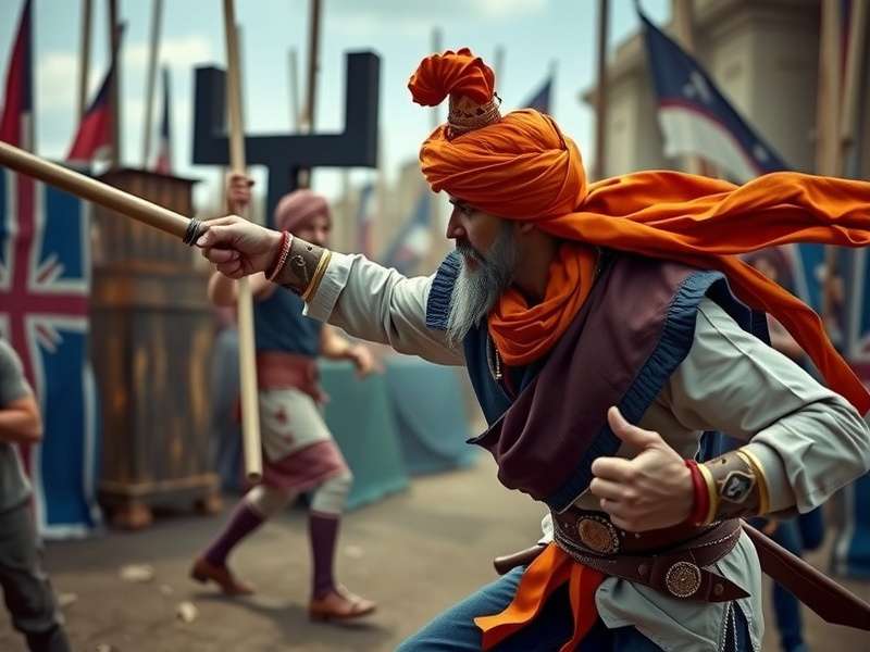 Intense mace combat in Sikh Mace Warrior Sikh Mace Warrior Battle Scene